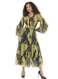 Luxe Moda 564 lime green print maxi dress