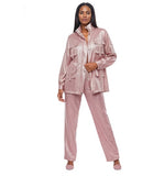 Luxe Moda 497 pink metallic pant set
