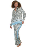 Luxe Moda 504 blue animal print pant set