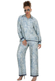 Luxe Moda 505 navy blue animal print pant set