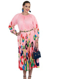 Luxe Moda 513 pink print dress