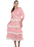 Luxe Moda 518 pink crinkle dress