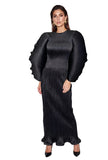 Luxe Moda 528 black pleated maxi dress