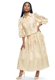 Luxe Moda 533 beige skirt suit
