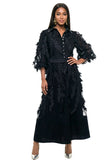 Luxe Moda 533 black feather skirt suit
