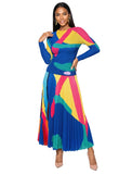  Luxe Moda 535 blue pleated skirt set