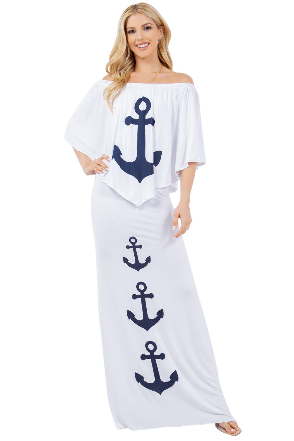 Nautical Maxi Dress One Size / White/Navy Nautical Maxi Dress One Size / White/Navy