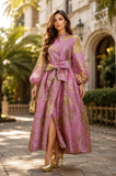 Brocade Puff Sleeve Maxi Dress