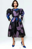 Purple Mutton Sleeve Dress