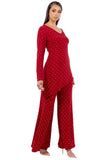 Red Rhinestone Asymmetrical Tunic Set