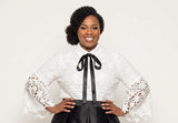 Rose Collection RC765 white lace blouse