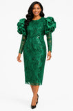 Chancele 9745 green sequin midi dress