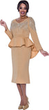 Stellar Looks 1961 champagne gold scuba skirt suit