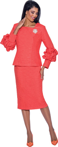 Stellar Looks 2012 coral crinkle skirt suit