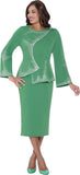 Stellar Looks 600202 paris green knit skirt suit