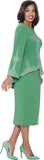 Stellar Looks 600202 green knit skirt suit