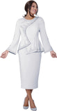 Stellar Looks 600202 white scuba skirt suit