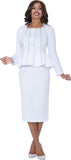 Stellar Looks 600292 white scuba skirt suit