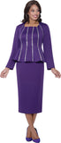 Stellar Looks 600292 purple scuba skirt suit