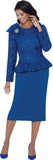Stellar Looks 600442 royal blue skirt suit