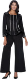 Stellar Looks 600472 black scuba pant suit