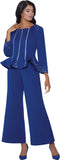 Stellar Looks 600472 royal blue scuba pant suit