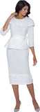 Stellar Looks 600522 white scuba skirt suit