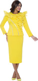 Stellar Looks 600542 yellow scuba skirt suit