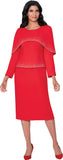 Stellar Looks 600642 red scuba skirt suit
