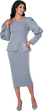 Stellar Looks 600782 silver scuba skirt suit