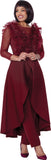 Stellar Looks 600822 burgundy scuba pant suit