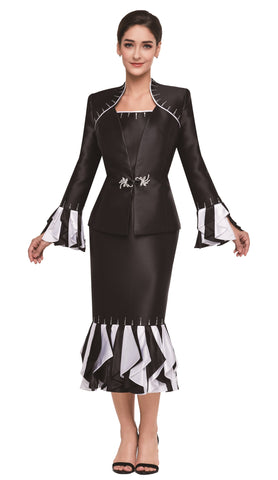 Serafina 3433 black skirt suit