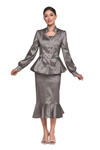 Serafina 3967 silver skirt suit