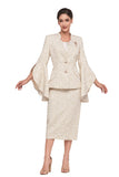 Serafina 4030 gold brocade skirt suit