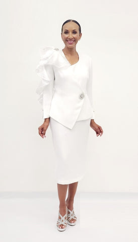 Serafina 4045 white skirt suit