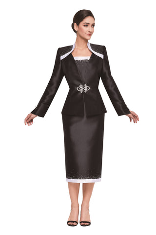 Serafina 4049 black skirt suit