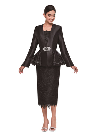 Serafina 4103 black skirt suit