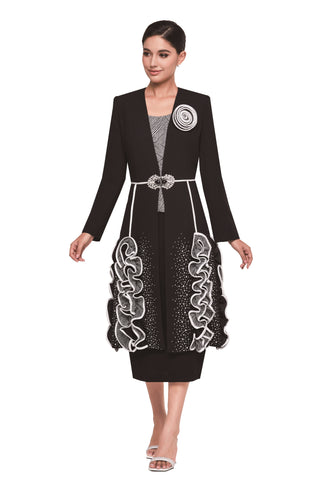 Serafina 4206 black skirt suit