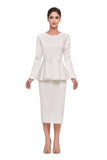 Serafina 4213 white scuba skirt suit