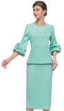 Serafina 4215 mint green skirt suit
