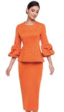 Serafina 4215 orange scuba skirt suit
