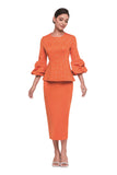 Serafina 4215 orange skirt suit