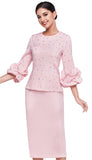 Serafina 4215 pink scuba skirt suit