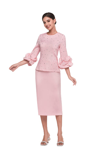 Serafina 4215 pink skirt suit