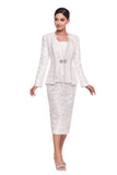 Serafina 4301 white skirt suit