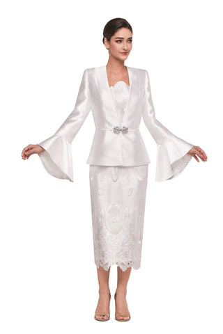 Serafina 4302 off white skirt suit