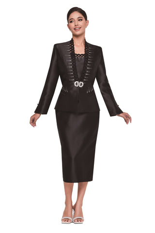 Serafina 4307 black skirt suit