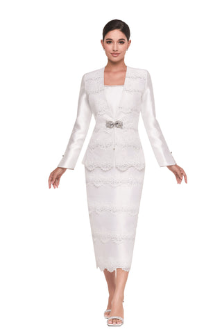 Serafina 4308 off white skirt suit