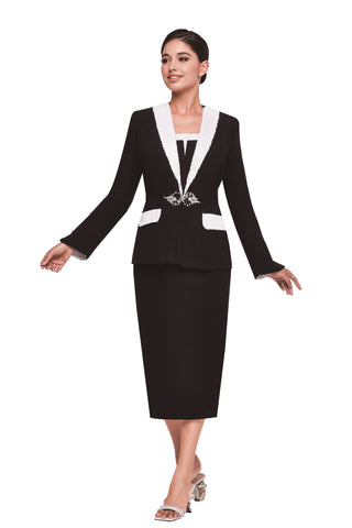 Serafina 4310 Black Skirt Suit