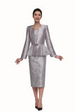 Serafina 4337 silver skirt suit
